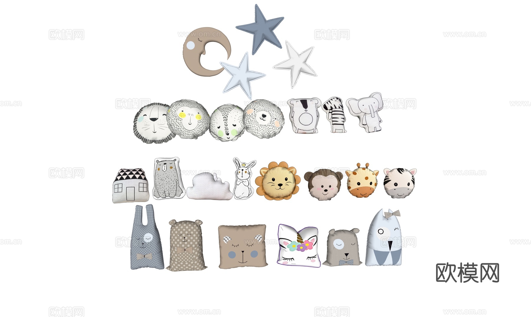 儿童抱枕 卡通动物抱枕su模型