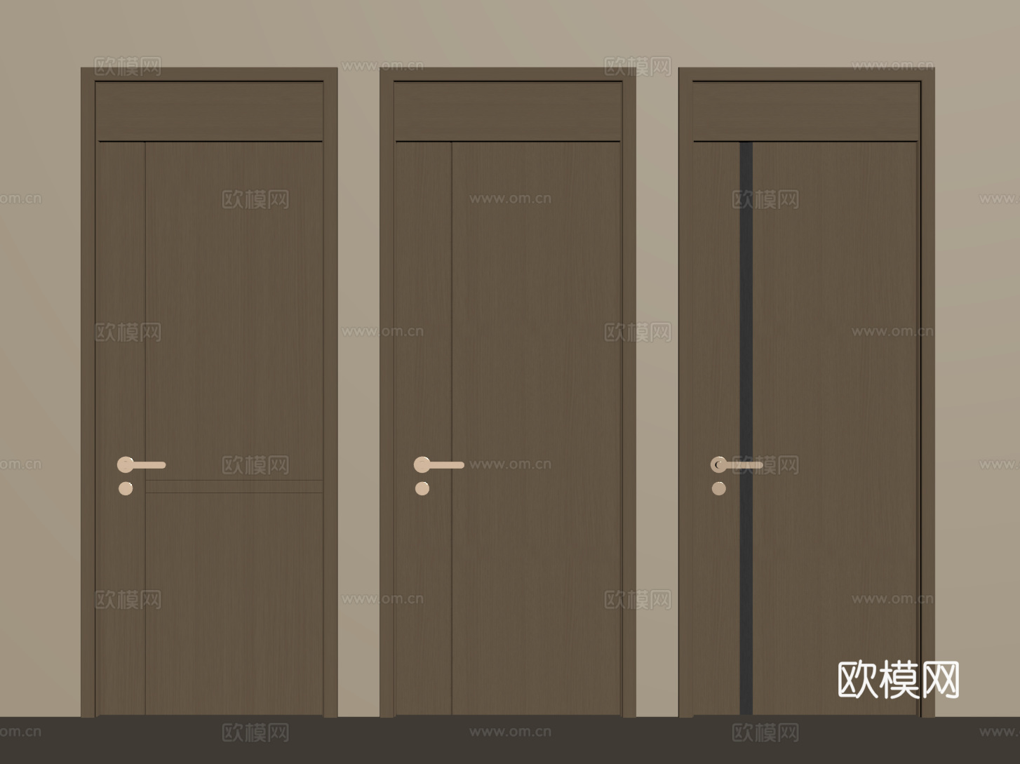 现代单开门 木门 防盗门 平开门su模型