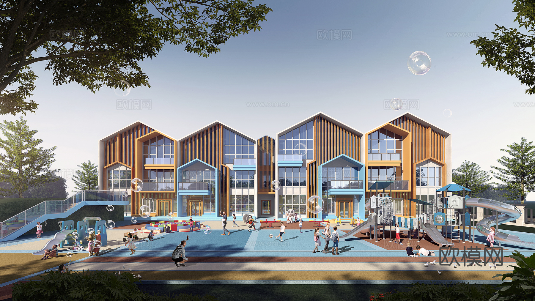 现代 建筑立面 幼儿园3D模型3d模型下载