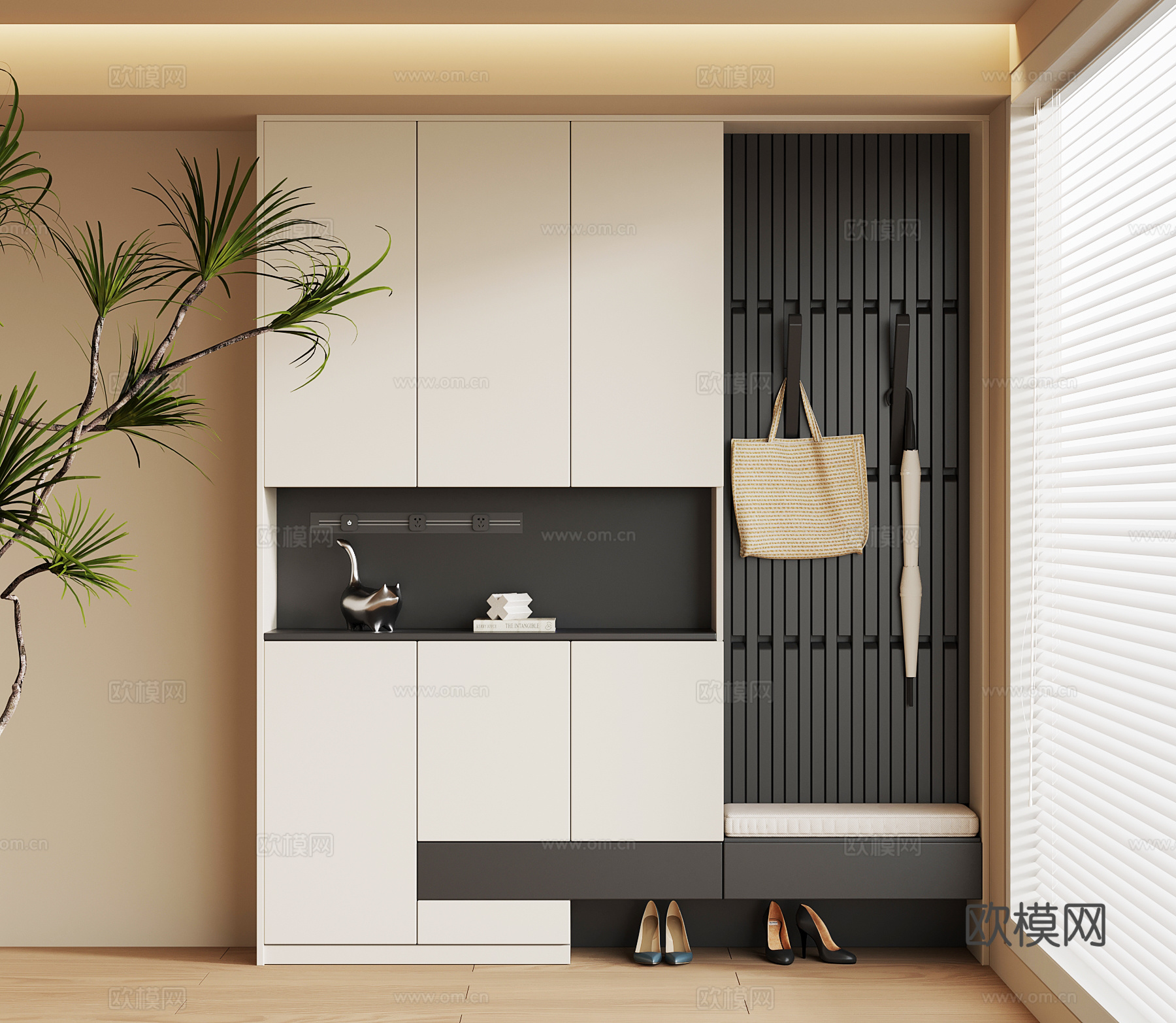 现代鞋柜 玄关鞋柜 玄关柜su模型