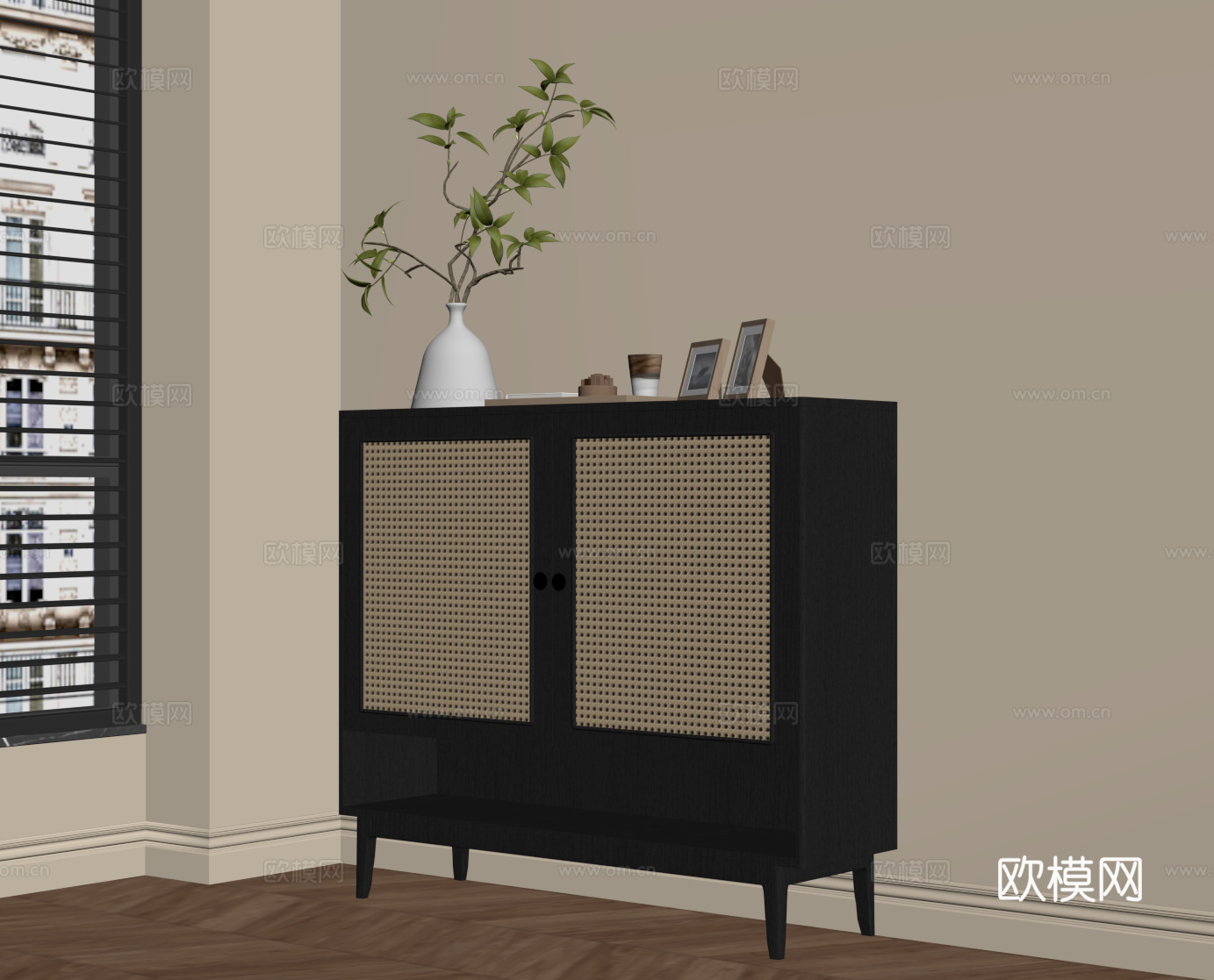 法式玄关柜 鞋柜su模型
