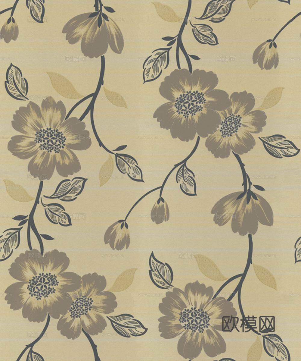 无缝黄色花纹壁纸