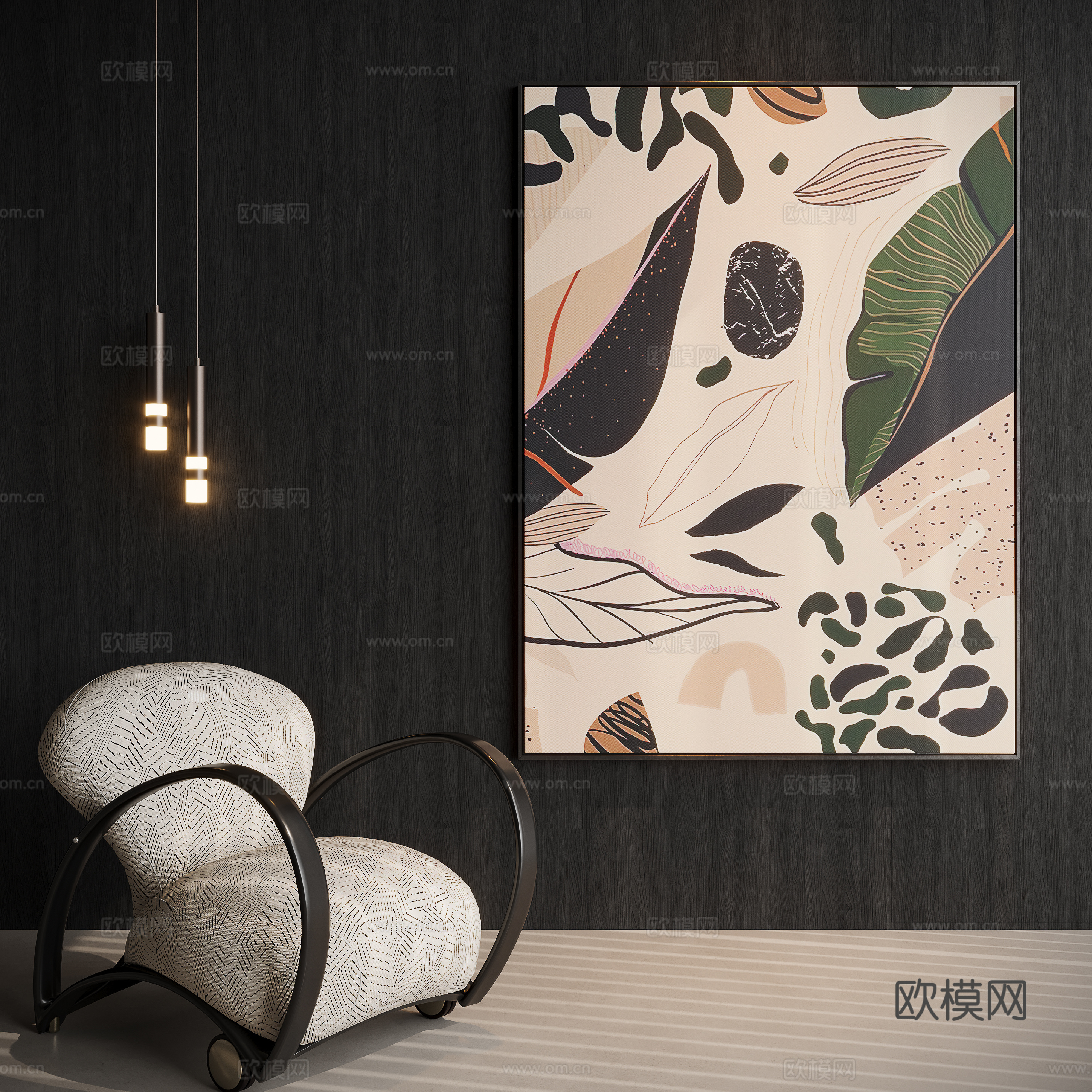 现代极简装饰挂画su模型