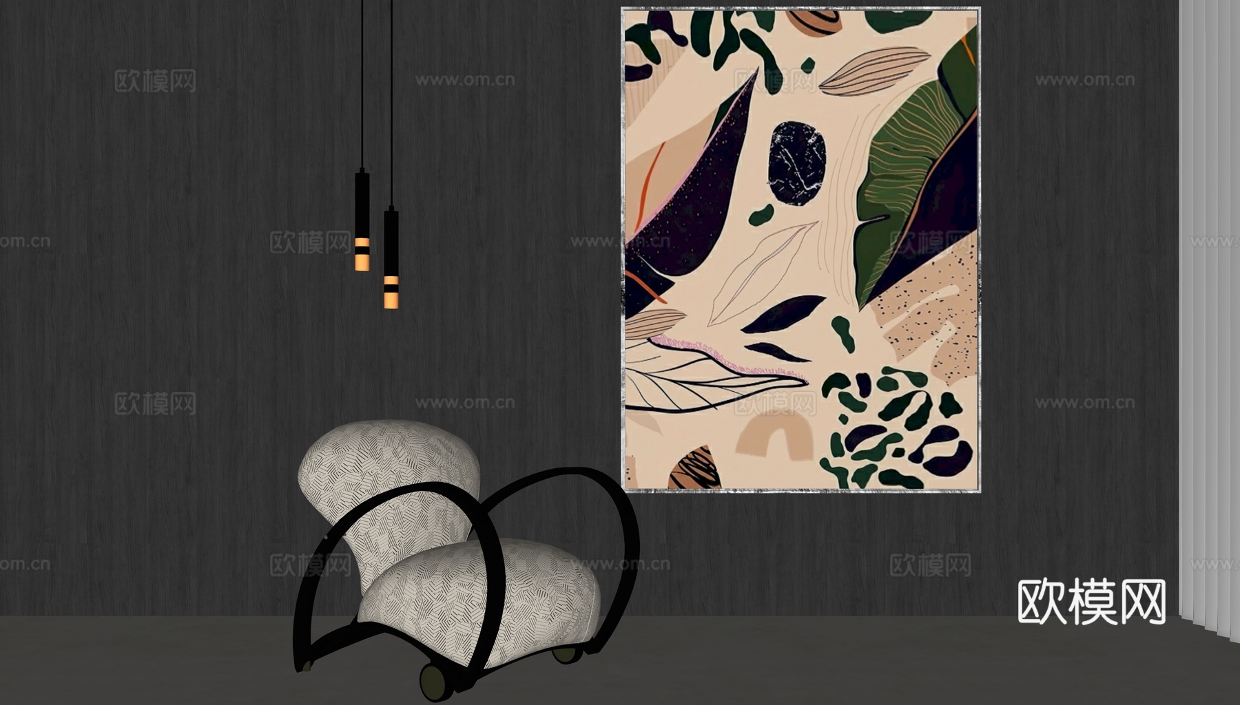 现代极简装饰挂画su模型