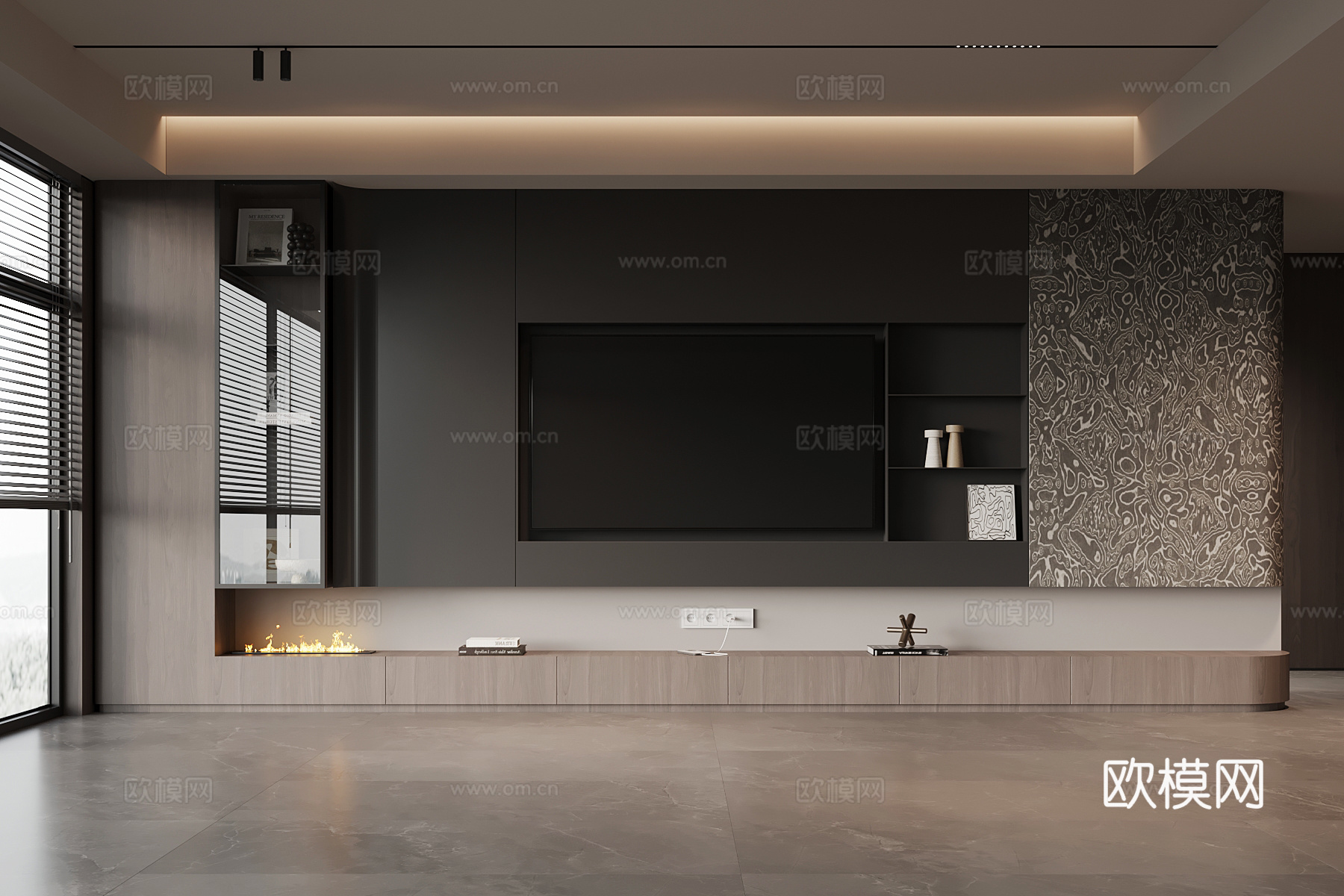 现代意式背景墙 电视背景墙su模型
