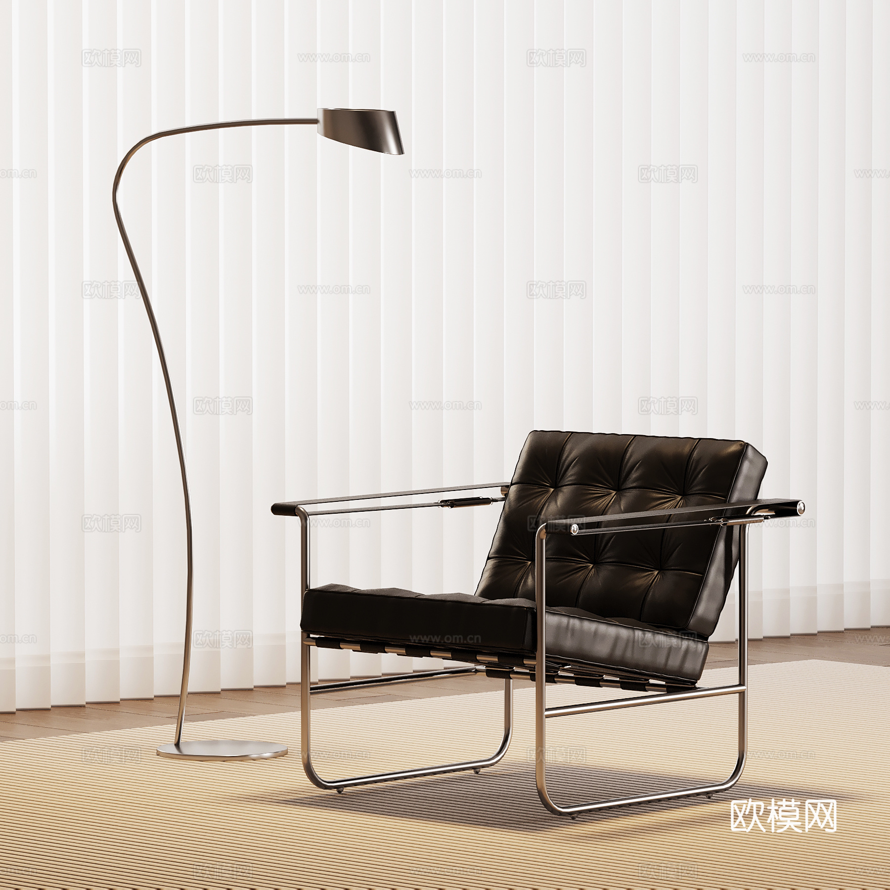 现代意式休闲椅 落地灯su模型