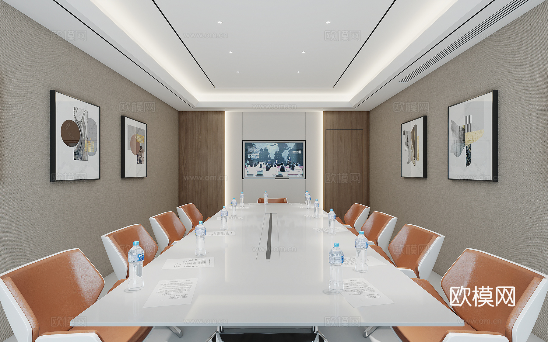 现代会议室 会议桌椅3D模型3d模型