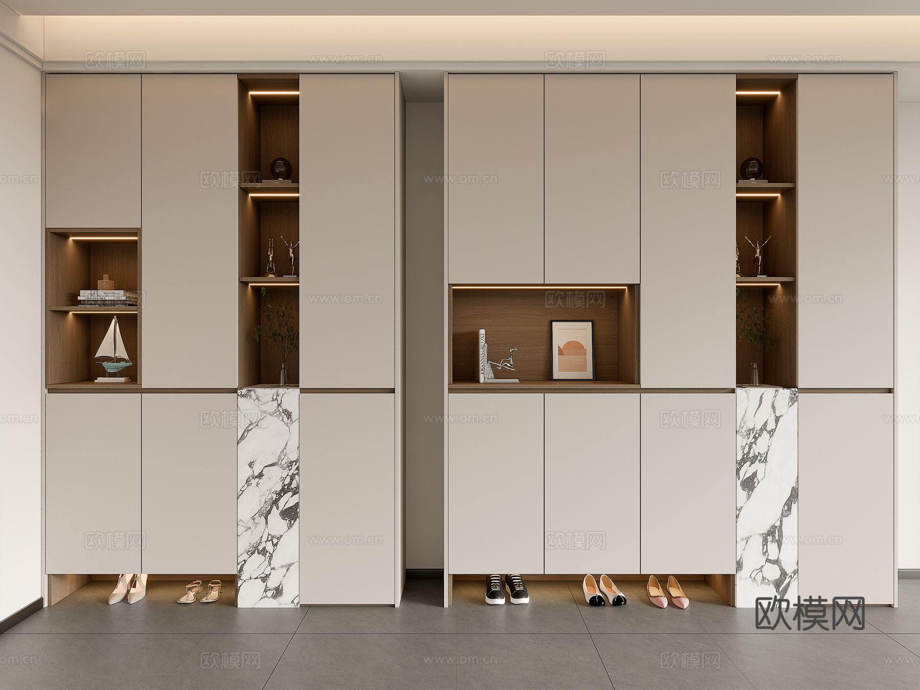 现代入户玄关鞋柜 玄关柜 装饰柜su模型