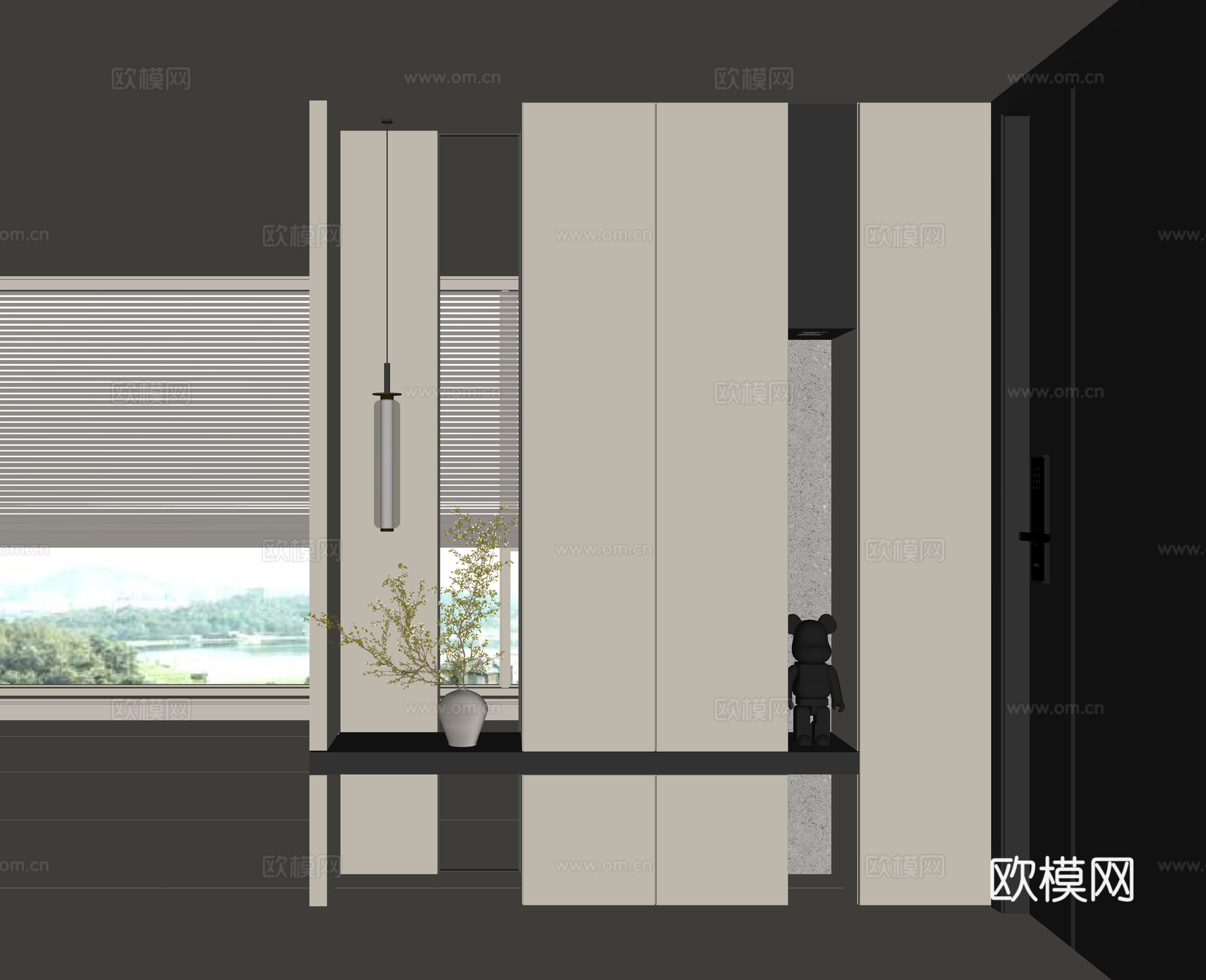 现代入户鞋柜su模型