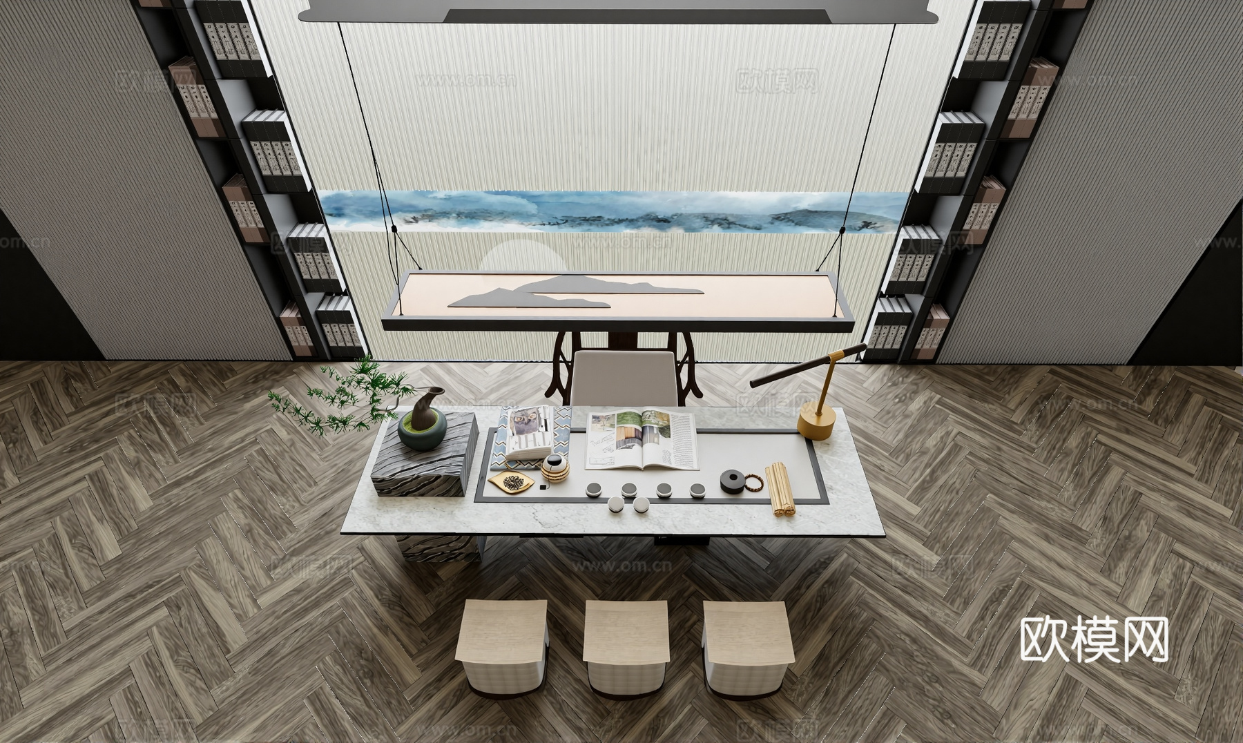 新中式茶室su模型