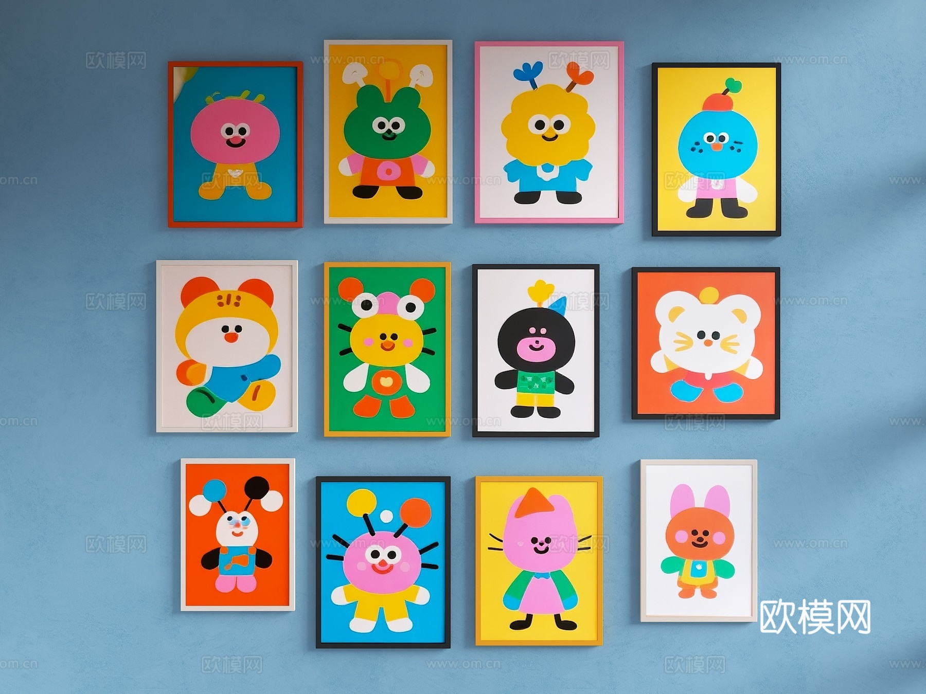 儿童挂画 卡通画 卡通装饰画 简约装饰画 艺术装饰画 抽象装su模型