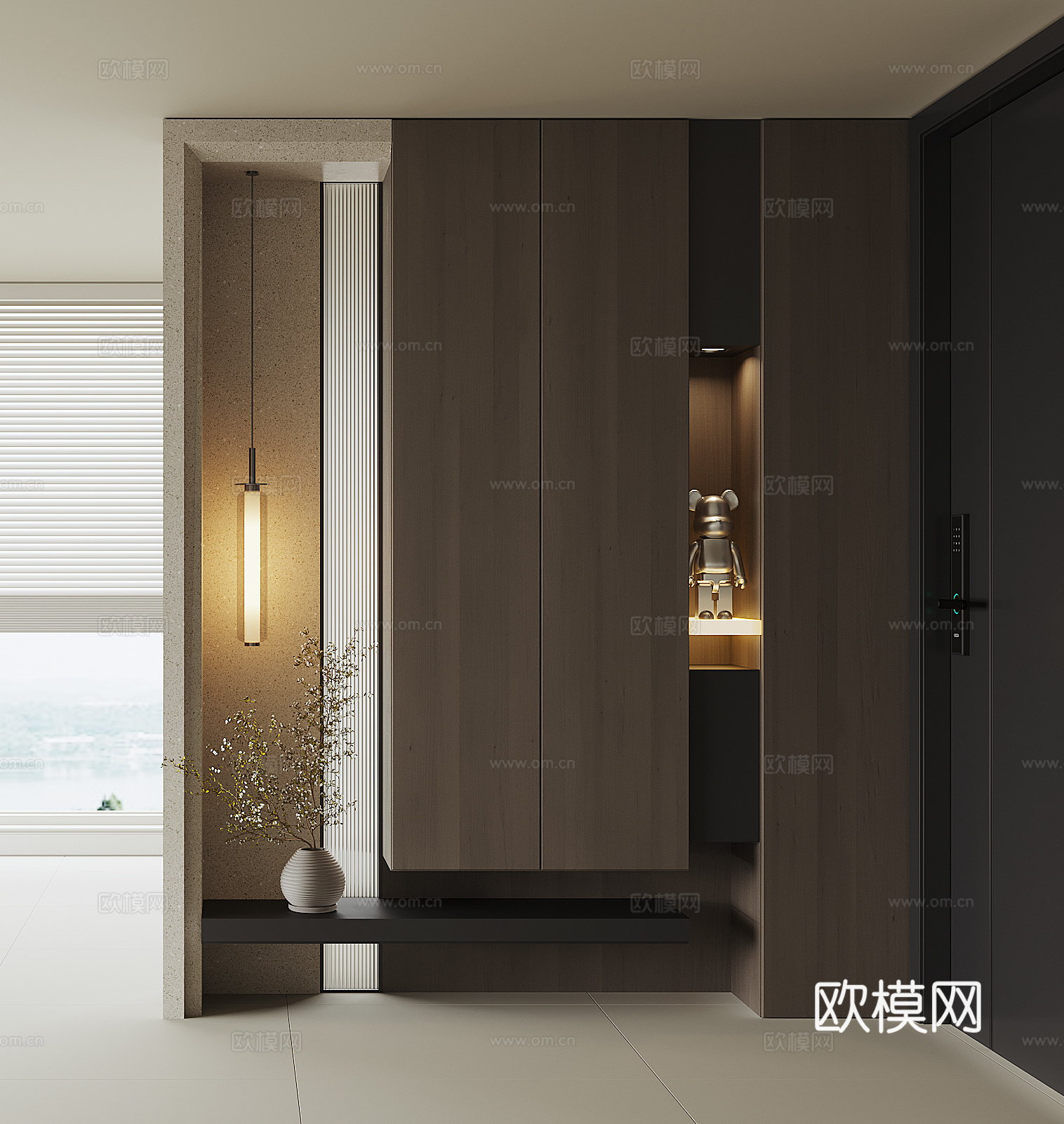 现代入户鞋柜3d模型下载