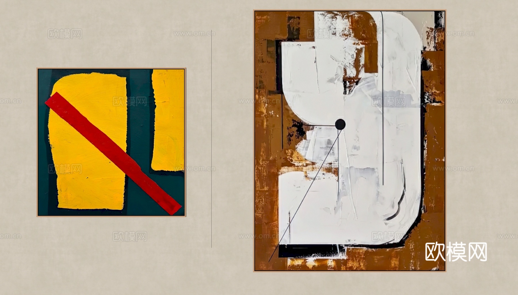 现代中古装饰挂画su模型