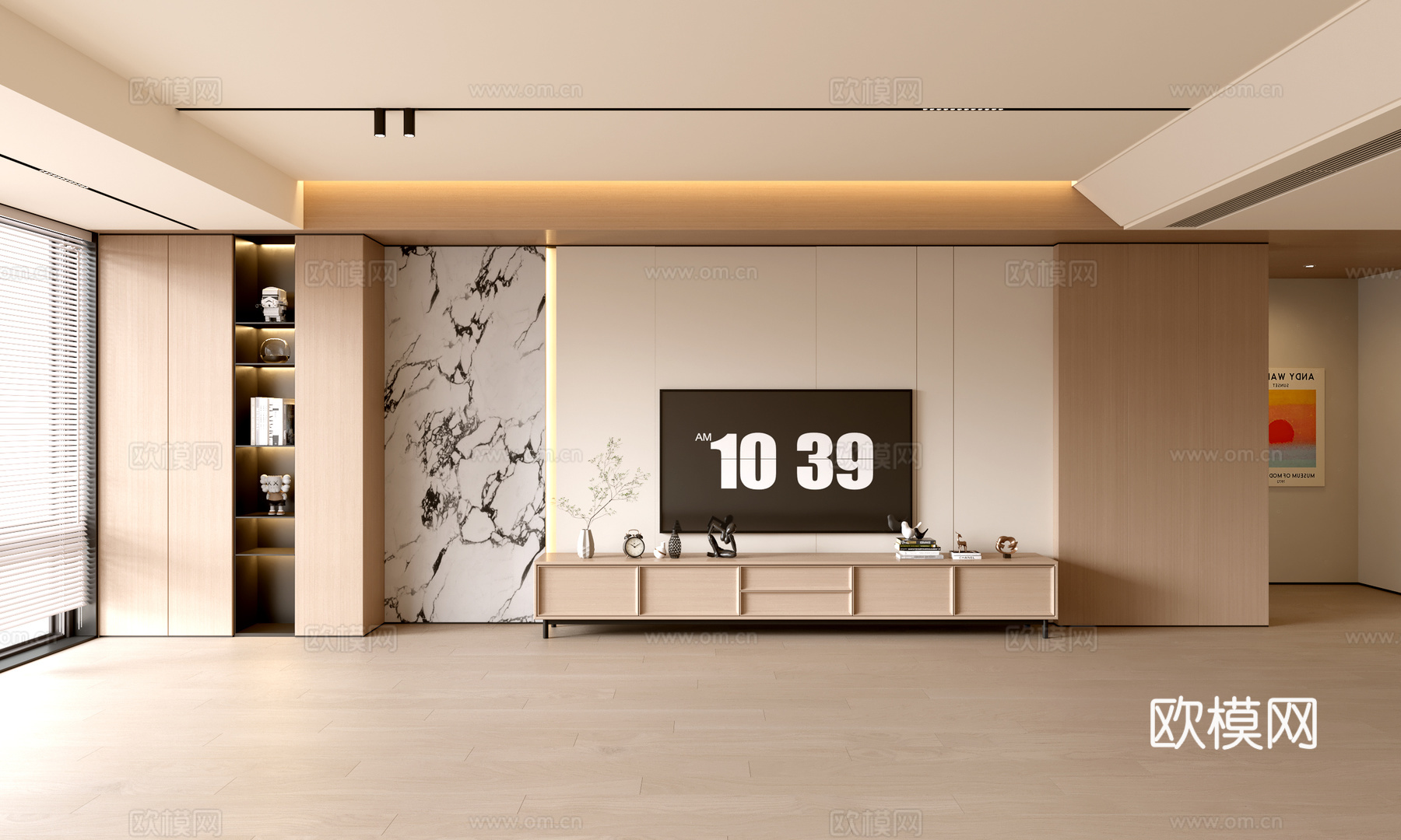 现代客厅 奶油客厅 电视背景墙 客厅背景 电视柜su模型