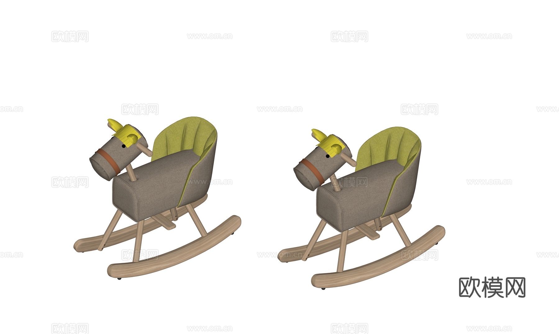 现代儿童玩具木马椅su模型