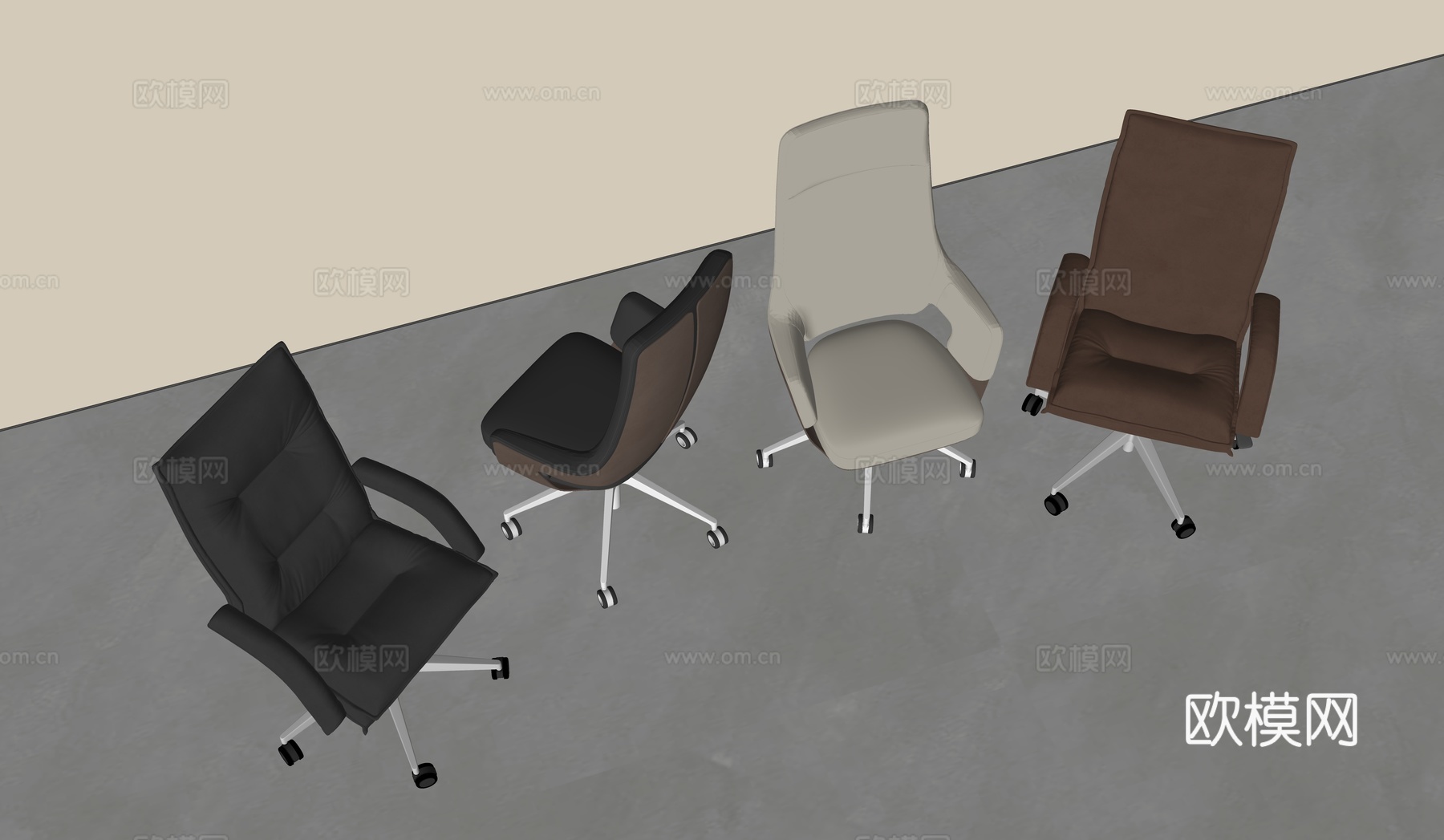 现代办公椅组合su模型