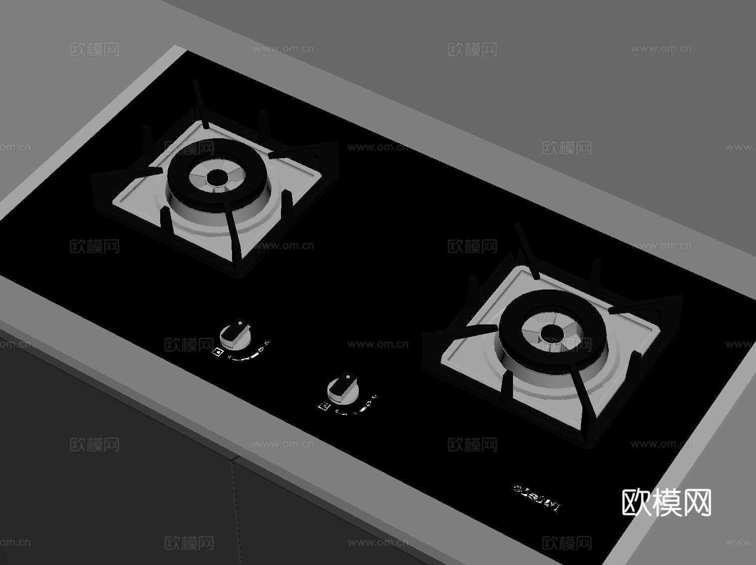 现代灶具 燃气灶 煤气灶 灶台su模型下载（渲染图1）