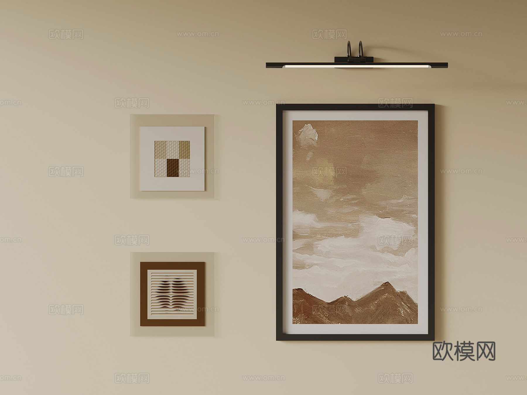 现代挂画 客厅装饰画su模型