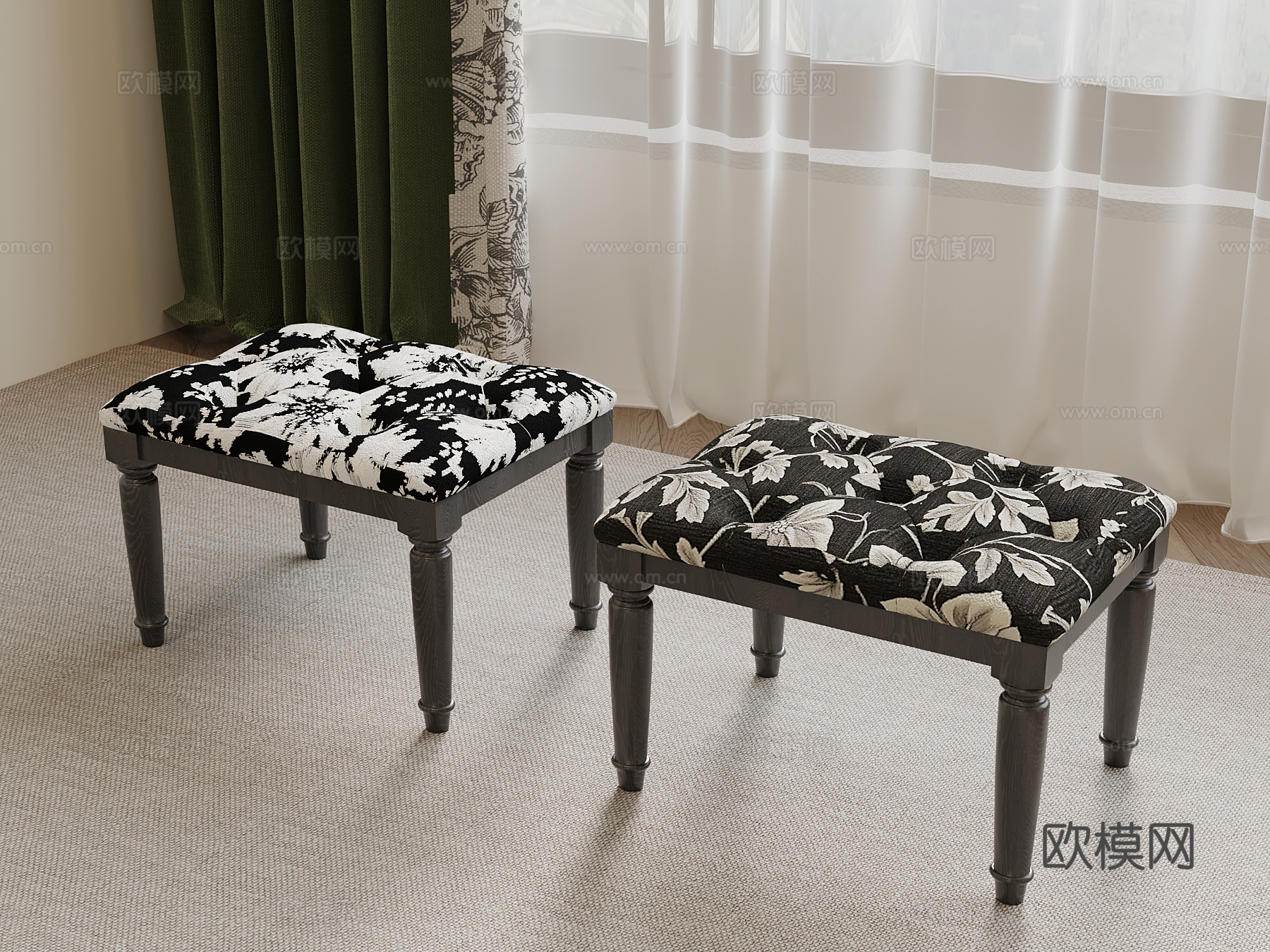法式梳妆凳 沙发凳su模型