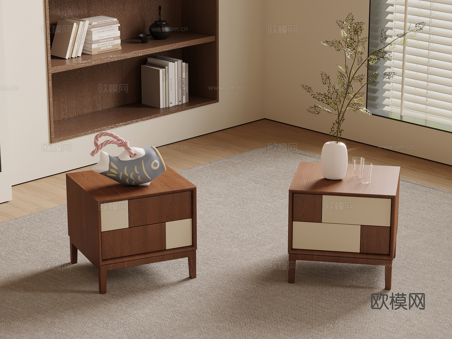 中古风床头柜su模型