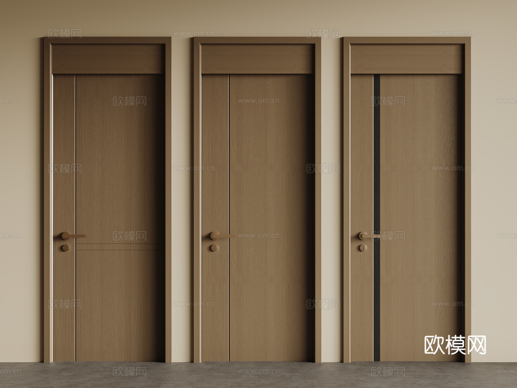 现代单开门 木门 防盗门 平开门su模型