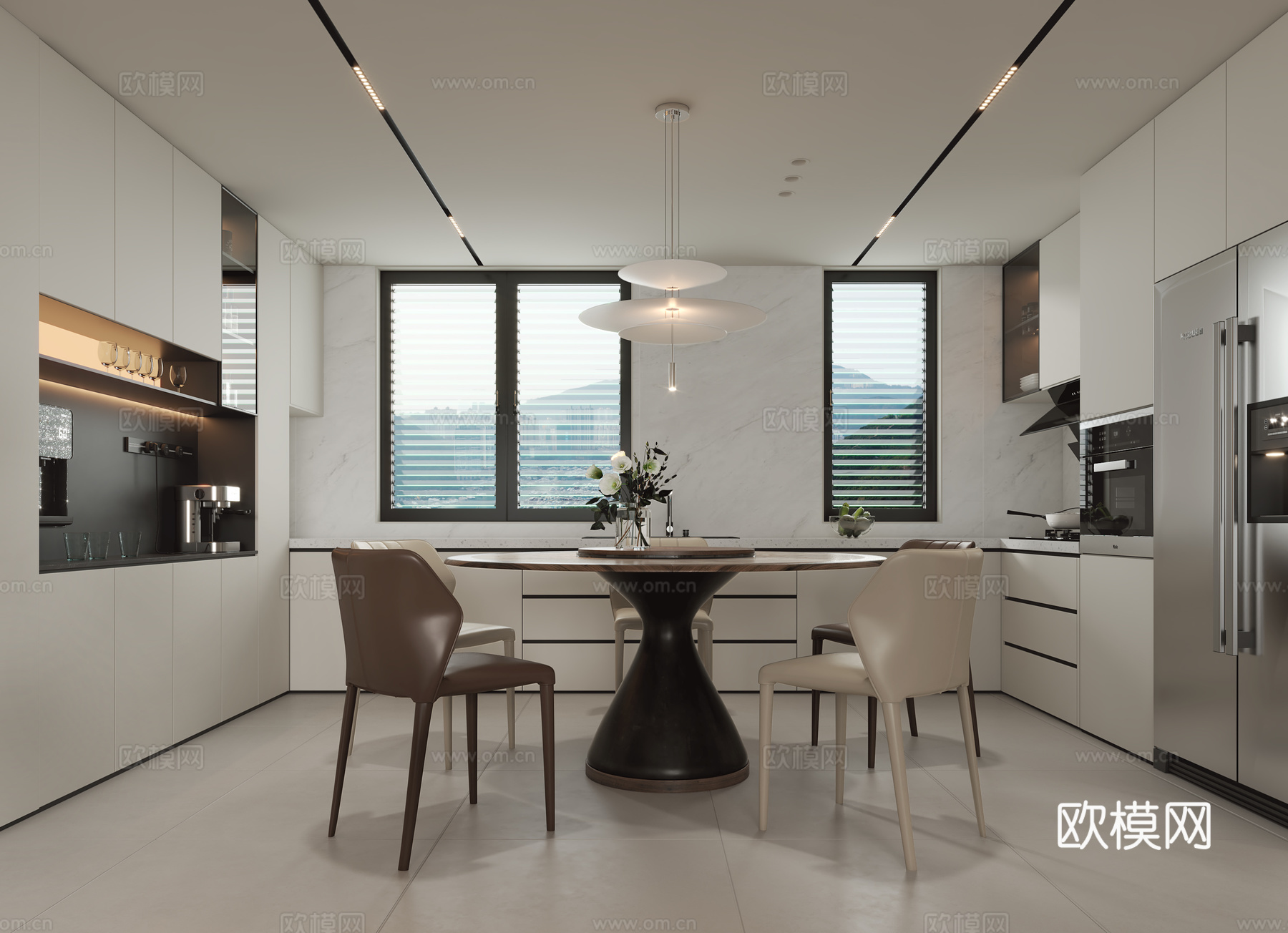 现代客餐厅3d模型下载（渲染图4）