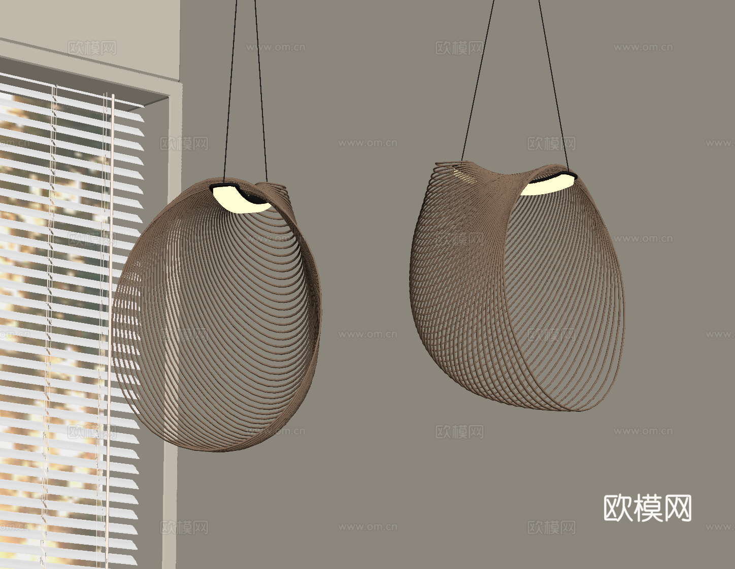 侘寂中古吊灯 镂空吊灯 餐厅吊灯su模型