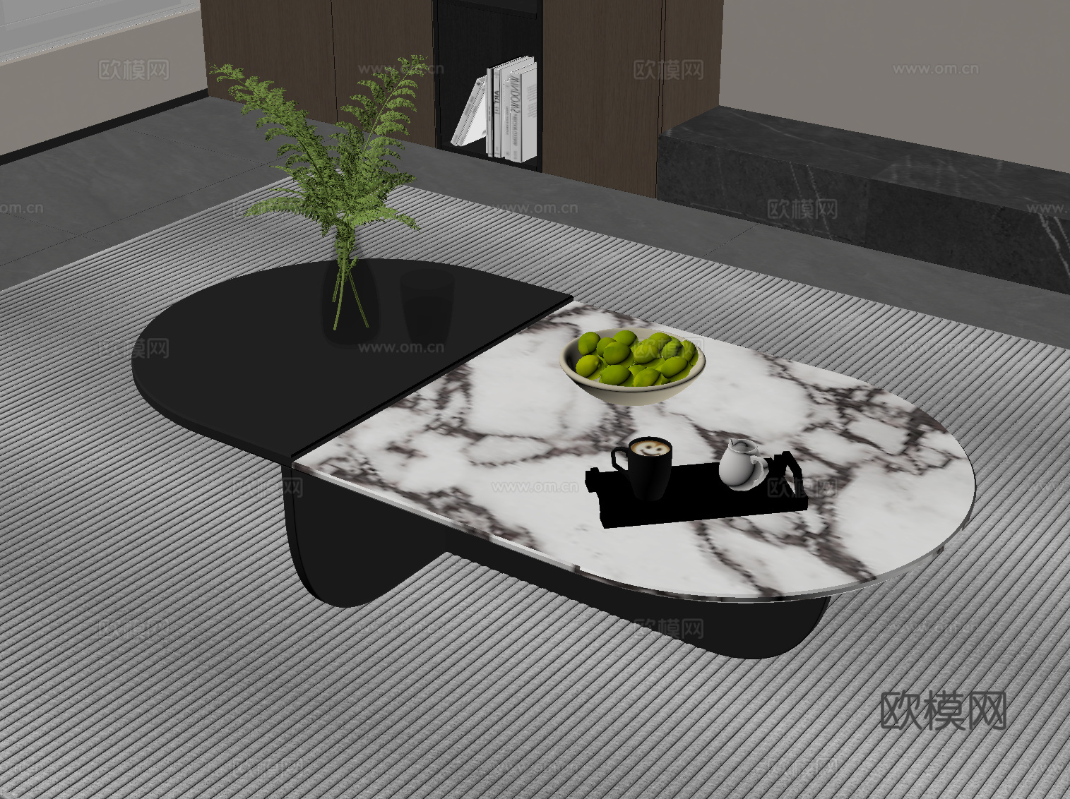 现代意式茶几 大理石茶几su模型