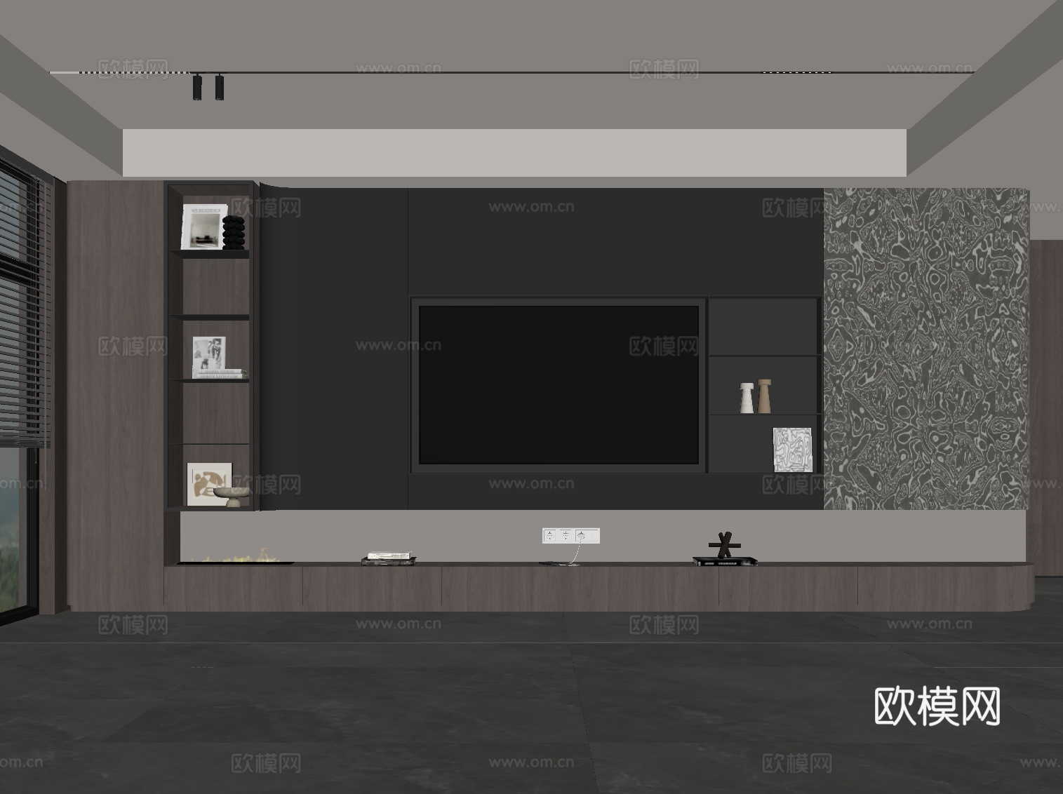 现代意式背景墙 电视背景墙su模型