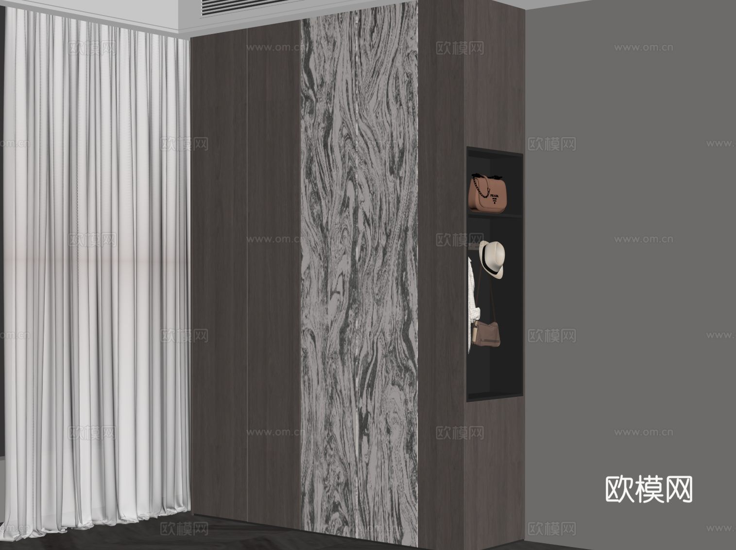 现代意式衣柜su模型