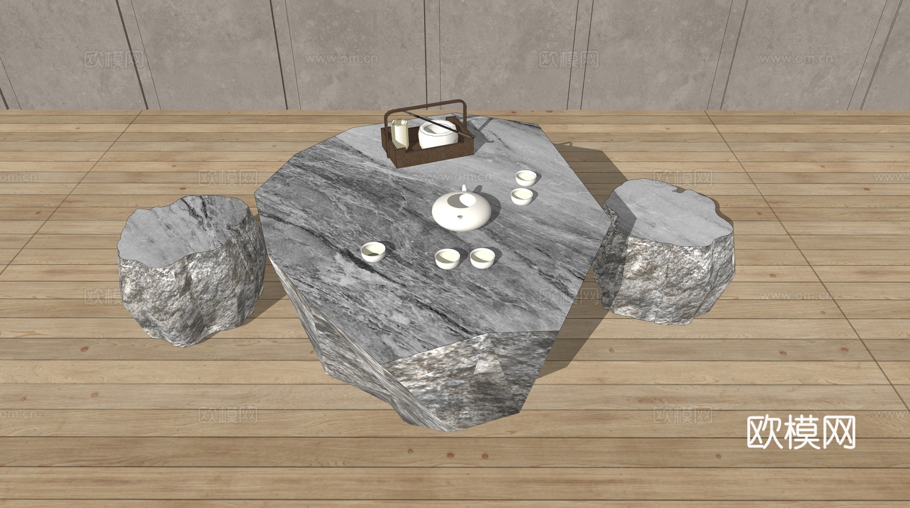 户外石桌椅su模型