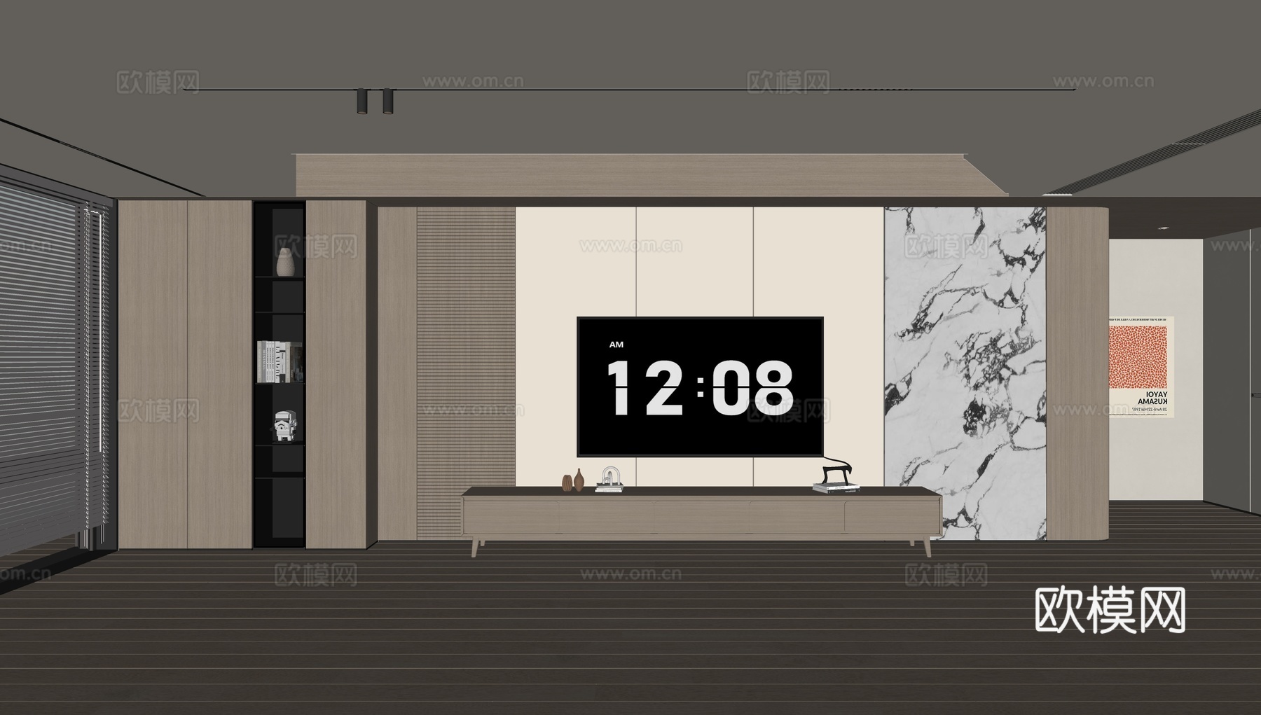 现代客厅 奶油客厅 电视背景墙 客厅背景 电视柜su模型