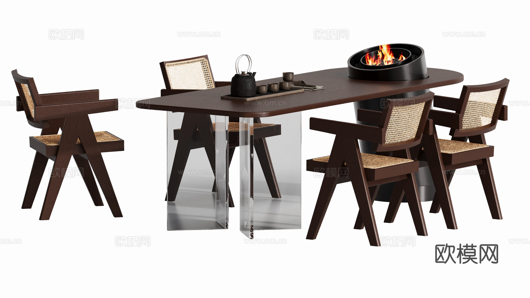 现代茶桌椅茶台su模型