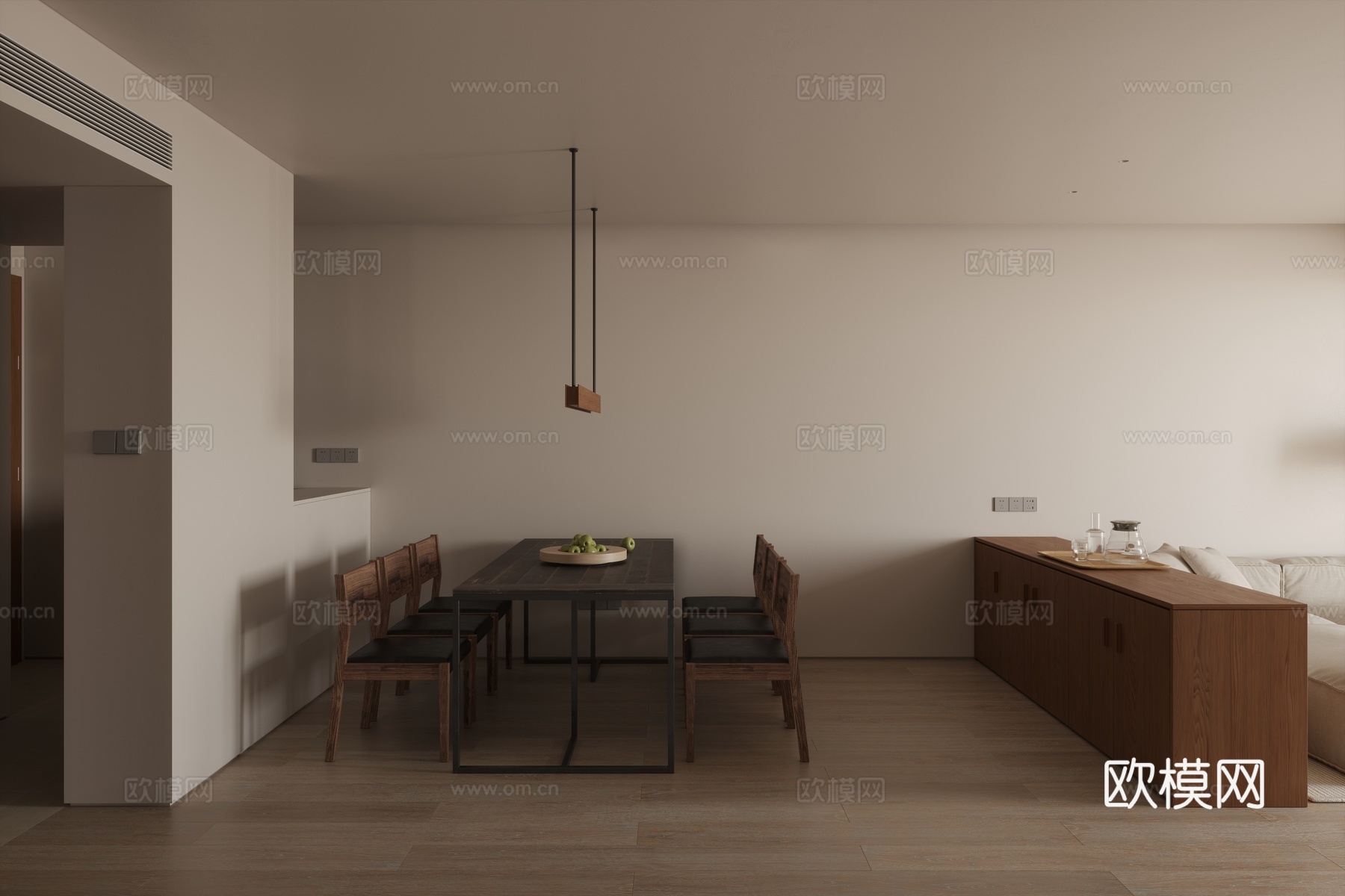 中古风客餐厅 复古客餐厅 侘寂风客餐厅 大平层客餐厅 古典客3d模型下载（渲染图7）