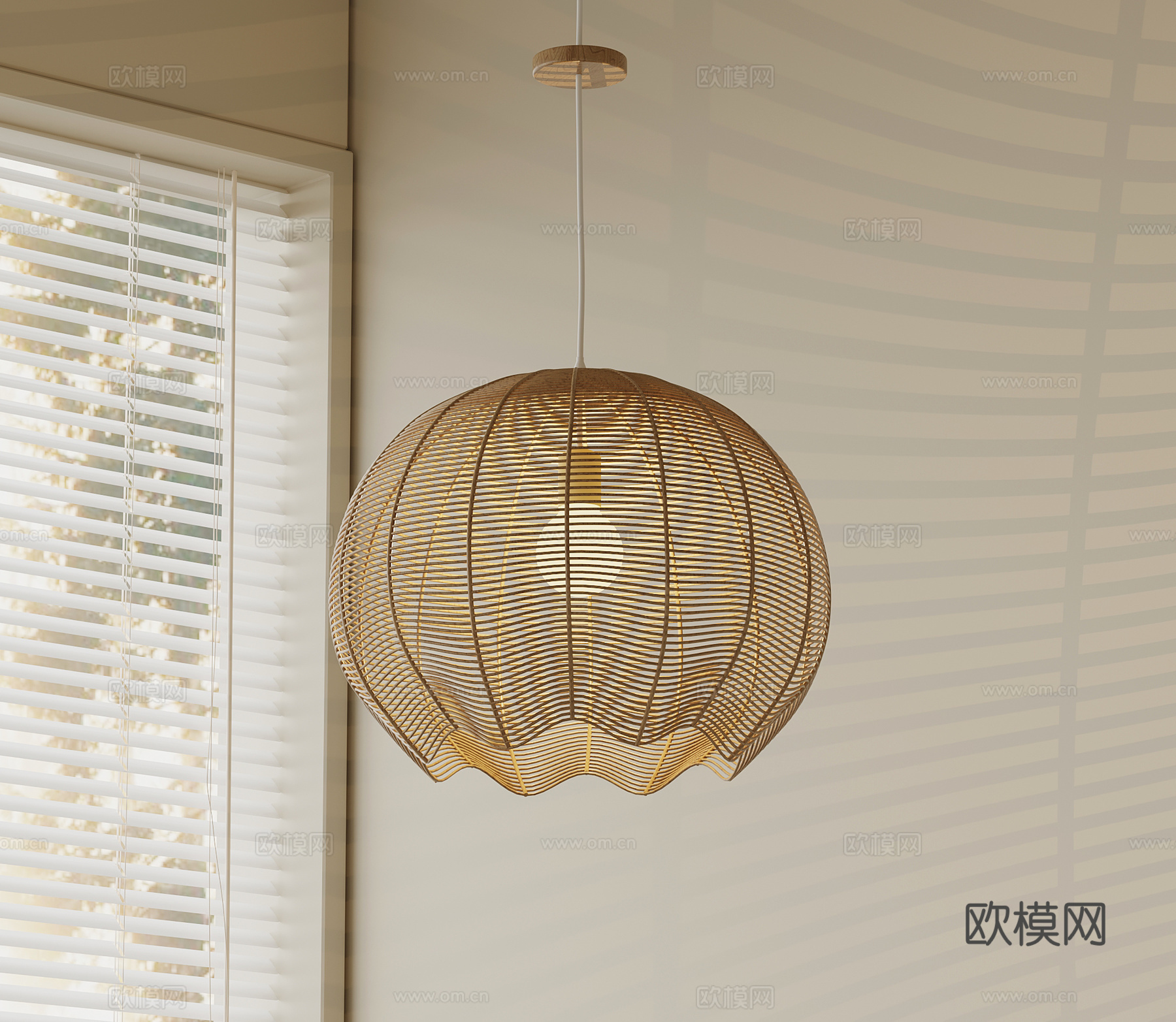 侘寂中古吊灯 书房吊灯su模型