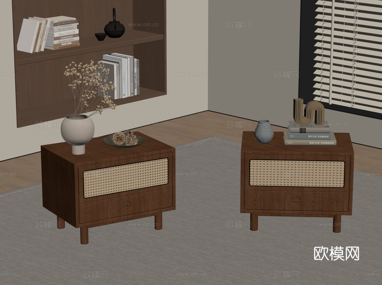 中古风床头柜su模型