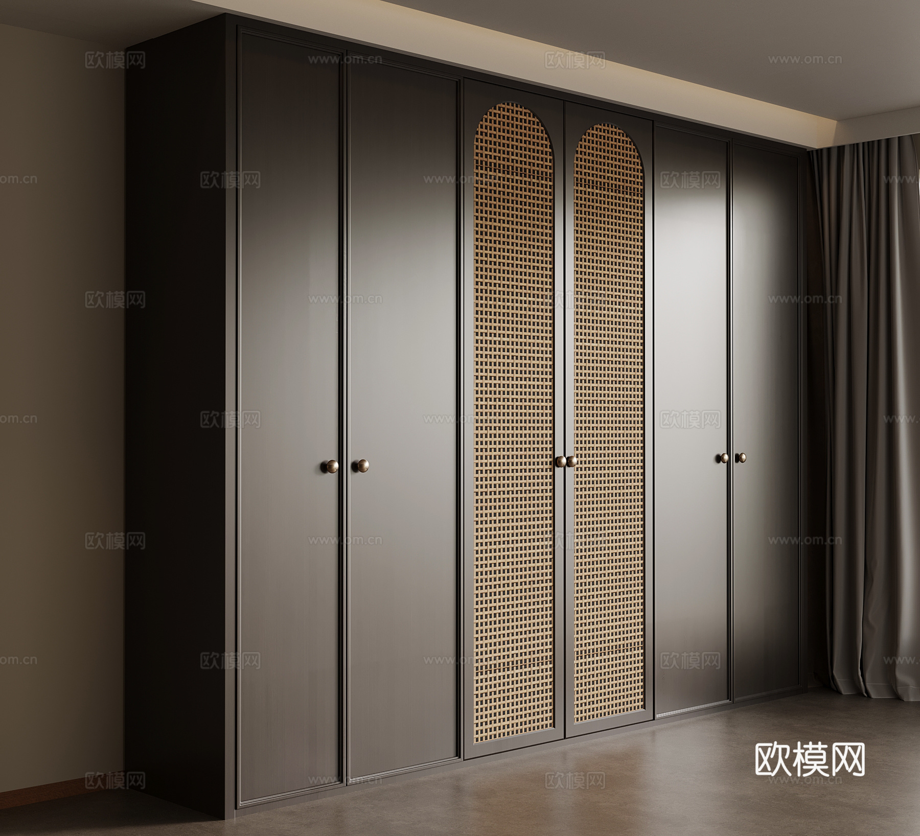 新中式衣柜su模型