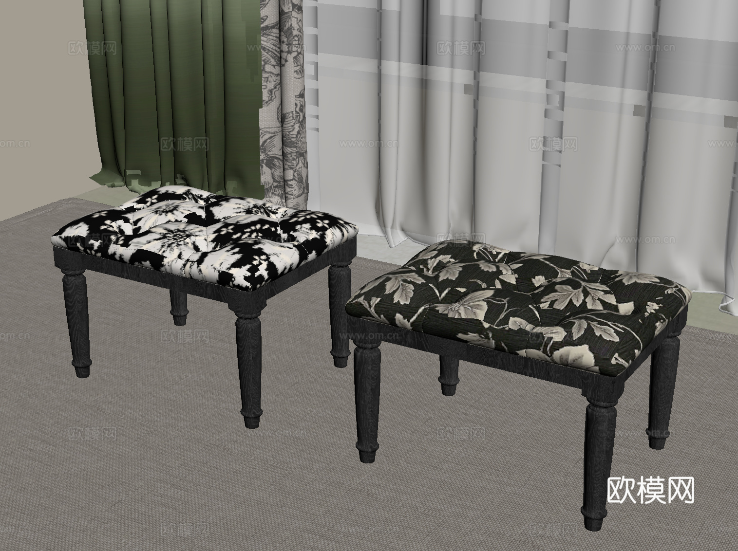 法式梳妆凳 沙发凳su模型