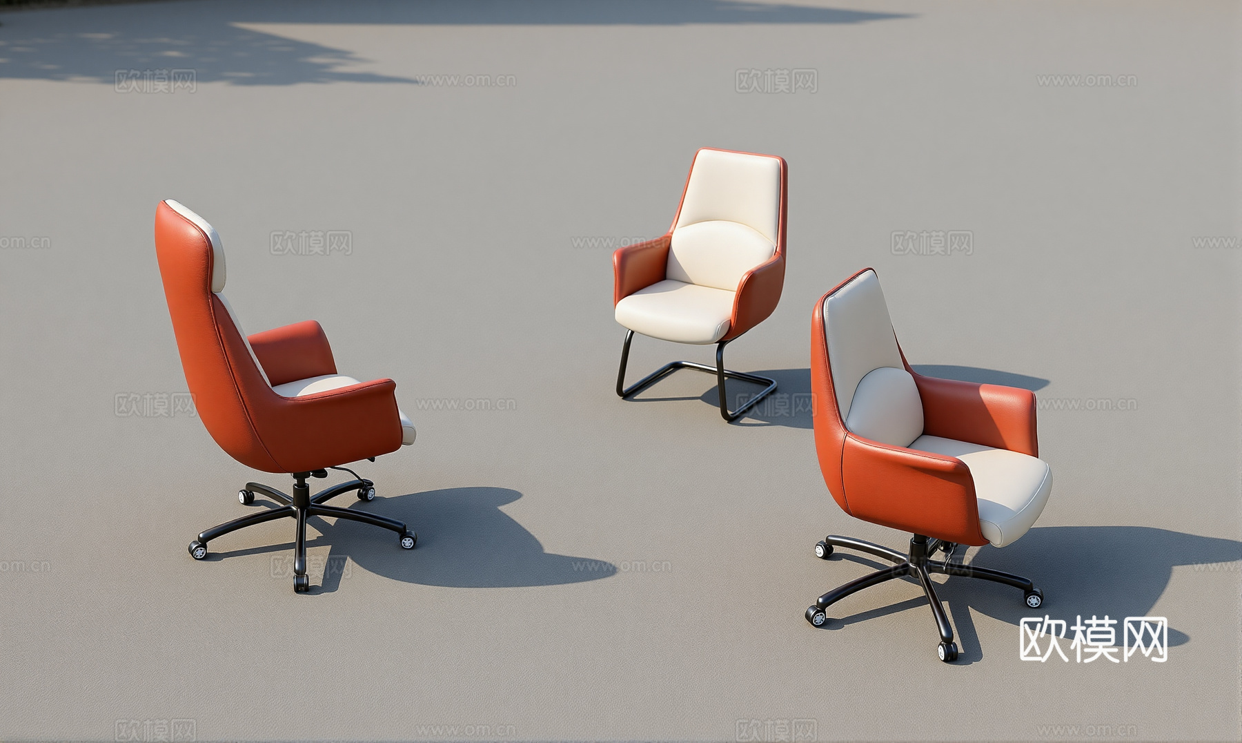 现代办公椅组合su模型