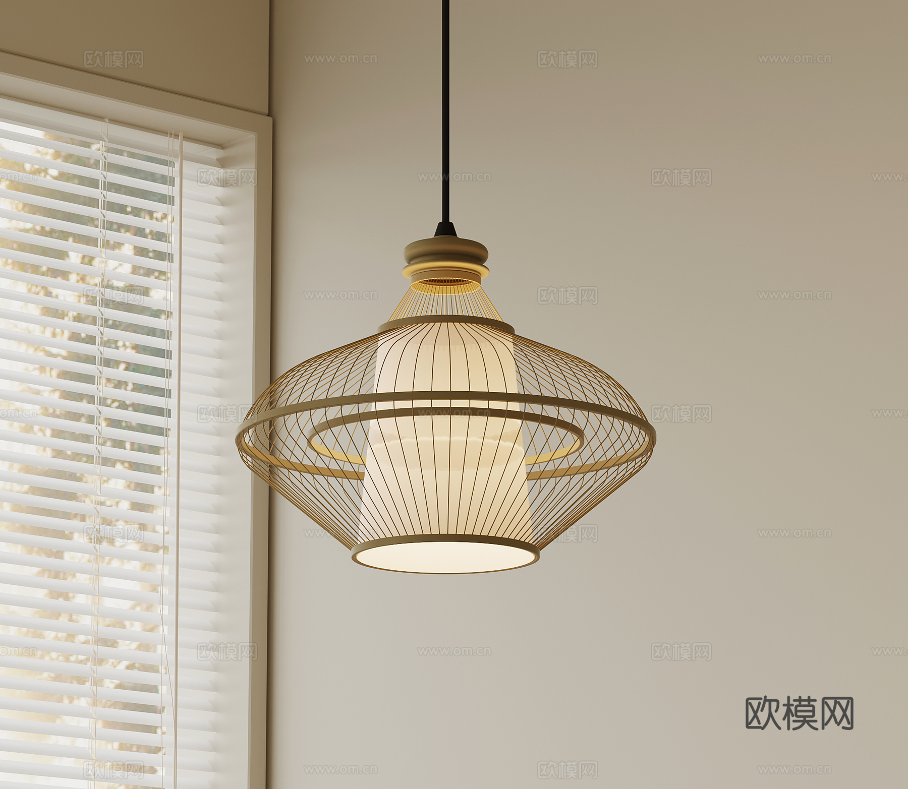 侘寂中古吊灯 书房吊灯su模型