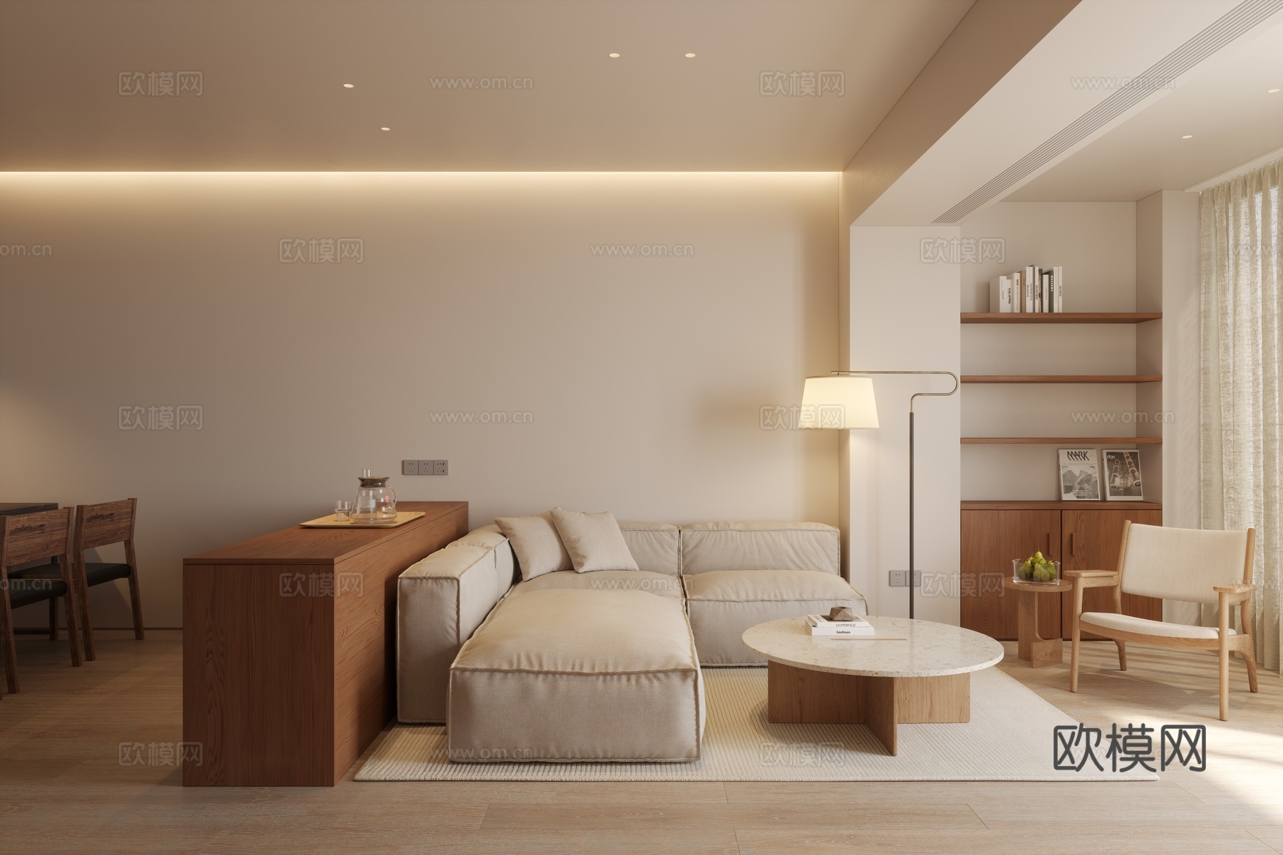 中古风客餐厅 复古客餐厅 侘寂风客餐厅 大平层客餐厅 古典客3d模型下载（渲染图5）