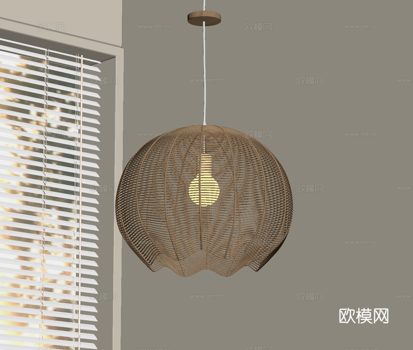 侘寂中古吊灯 书房吊灯su模型