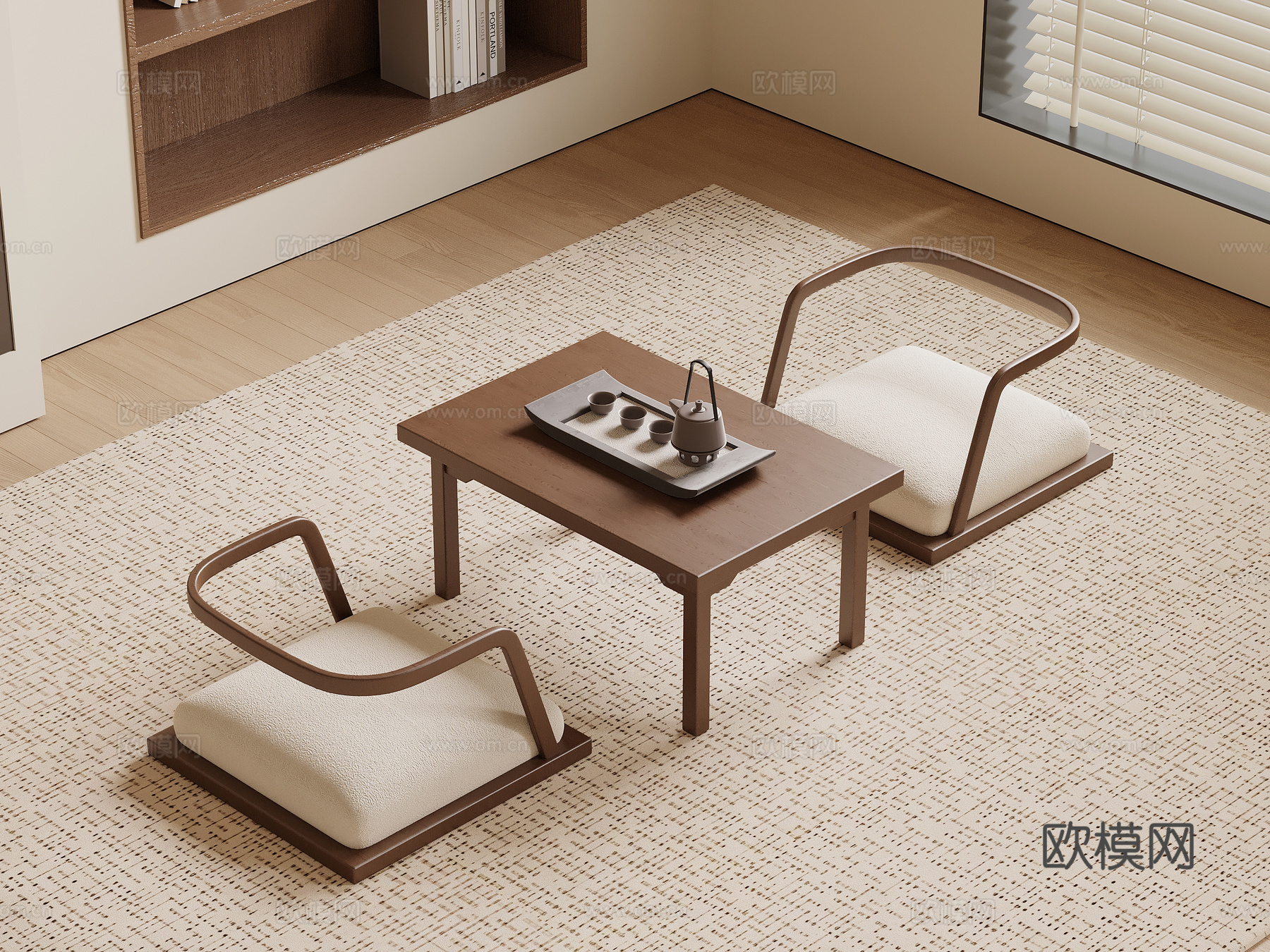 中古风餐桌椅 榻榻米茶桌椅3d模型
