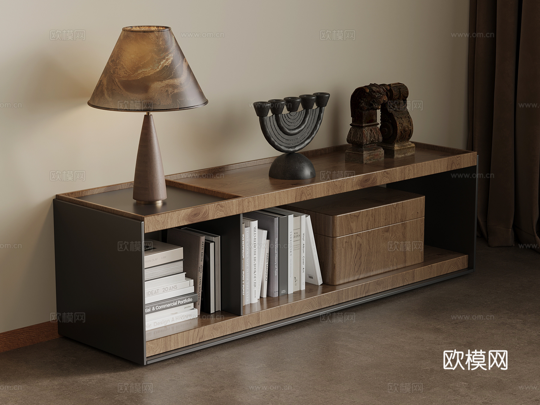 现代中古风置物柜 装饰柜su模型