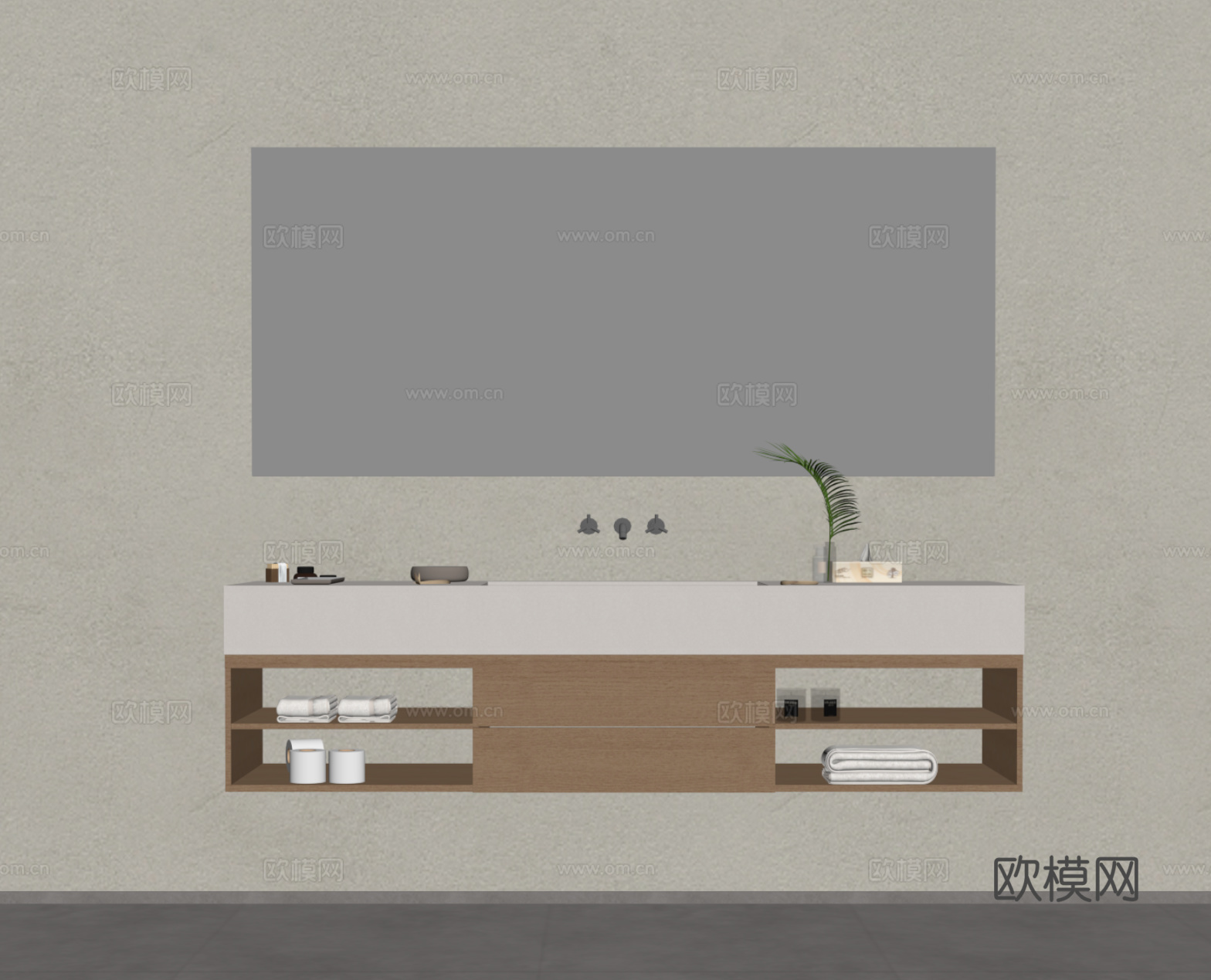 现代简约浴室柜 洗手台su模型