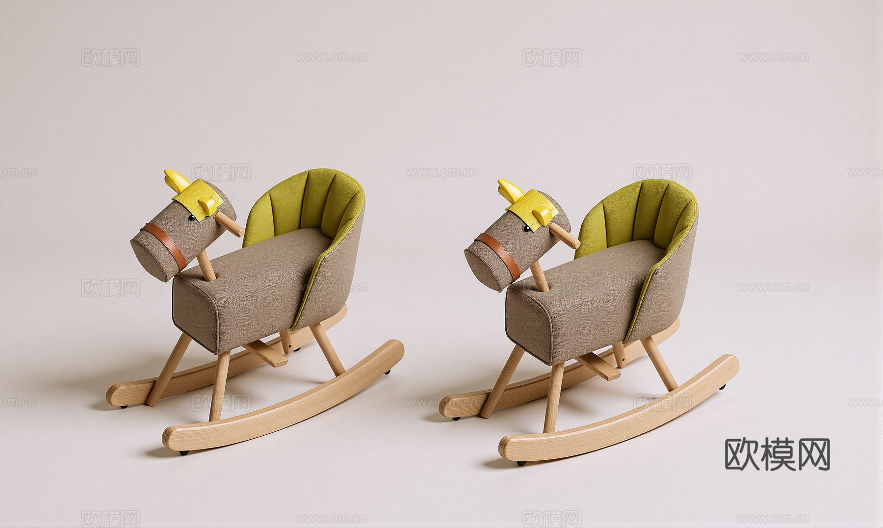 现代儿童玩具木马椅su模型