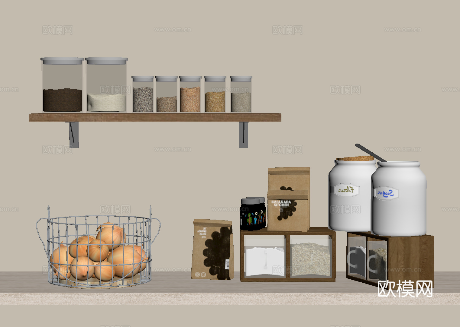 现代厨房器具 调味料su模型