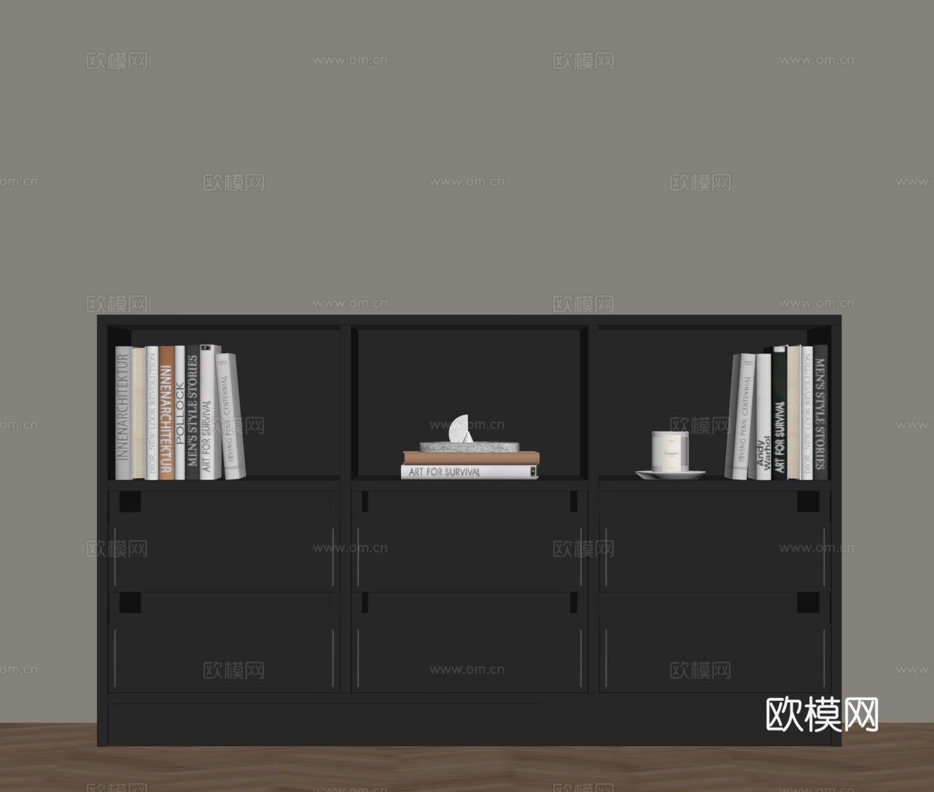 现代书柜 边柜 玄关柜su模型