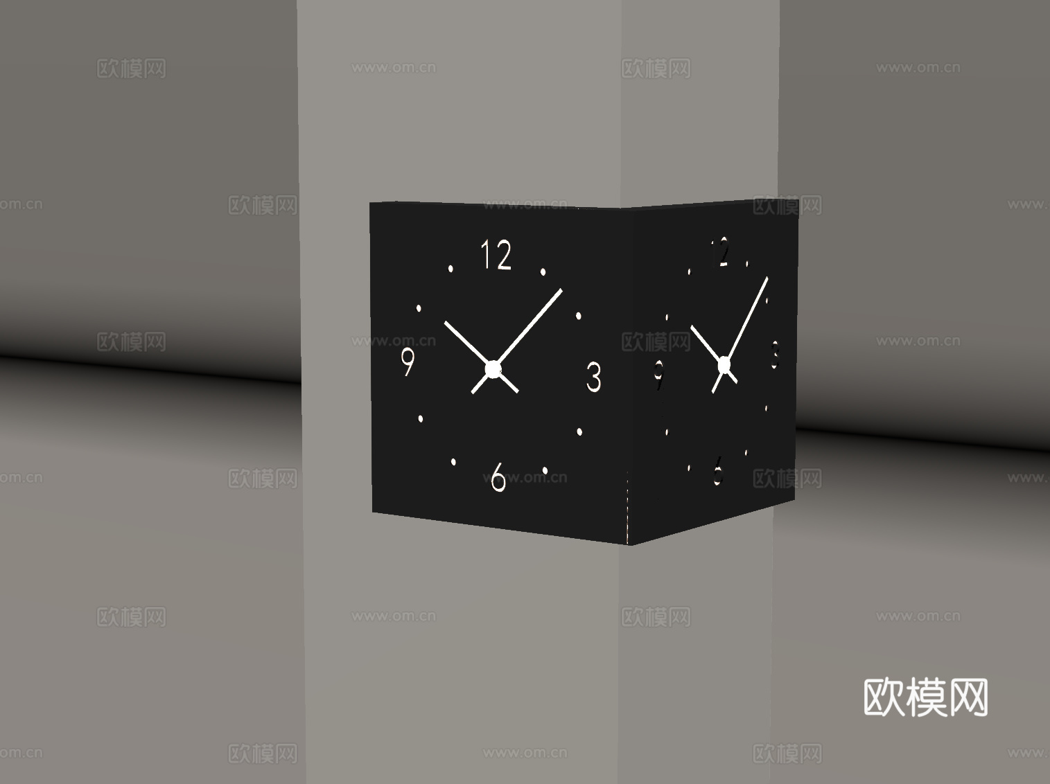 现代挂钟 直角挂钟 墙角挂钟su模型