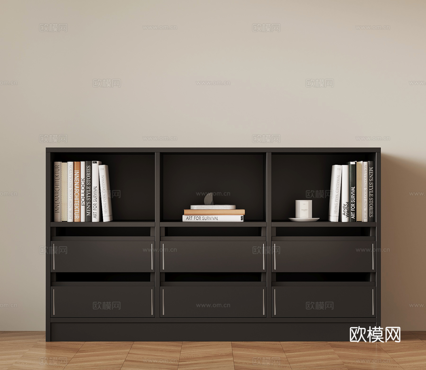 现代书柜 边柜 玄关柜su模型